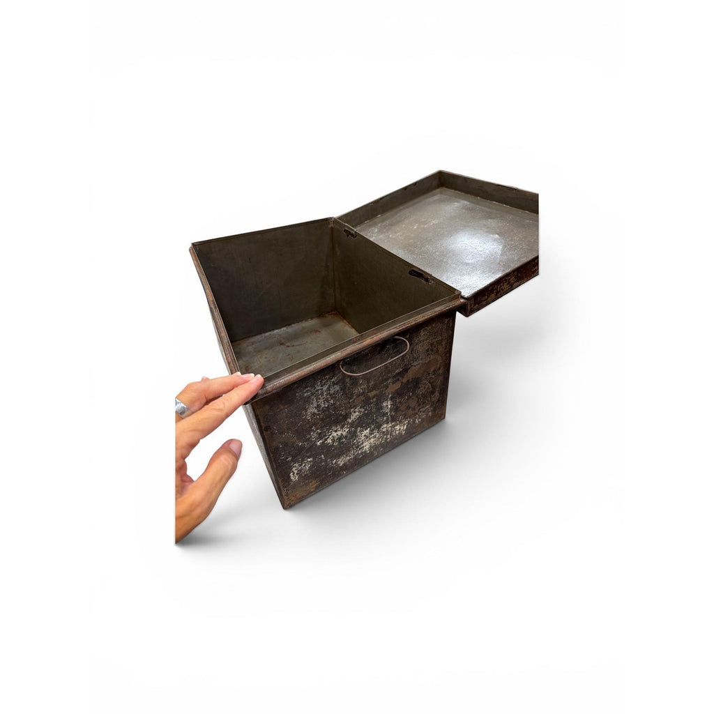 Antique CAKE Tin Box | Rustic Farmhouse Kitchen Storage, Metal Pantry Accent