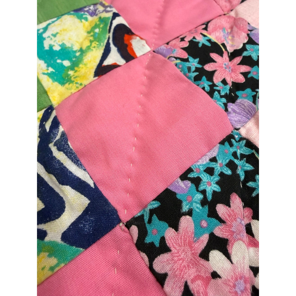 Vintage Hand Quilted Patchwork Quilt Ruby South Sawtooth Edge 106" x 75" – additional view 13