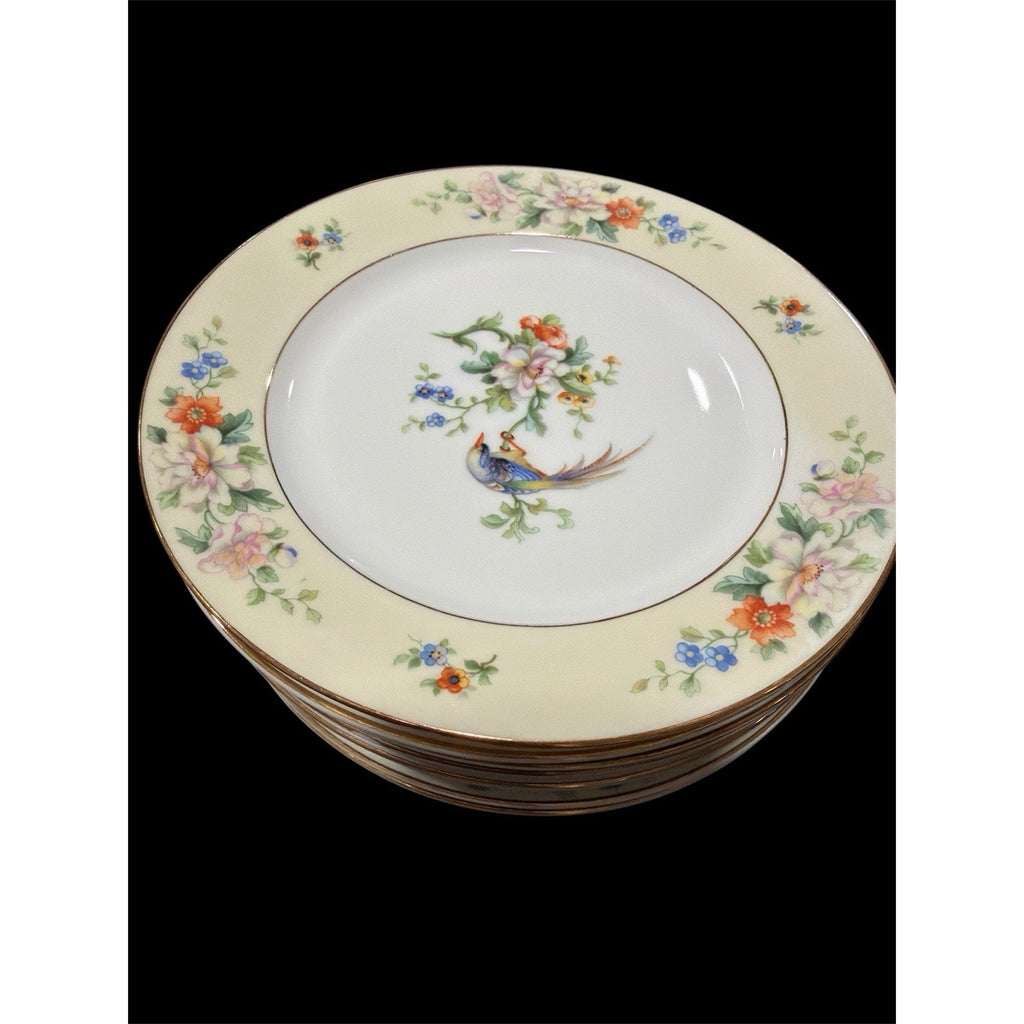 Heinrich & Co Selb Bavaria Songbird Salad Plate Floral Gold 8” Sold Individually