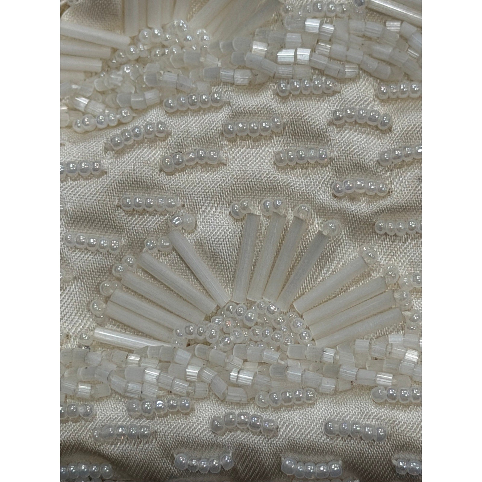 Vintage Beaded Evening Purse & Faux Pearl Necklace Set, Ivory Bridal Handbag