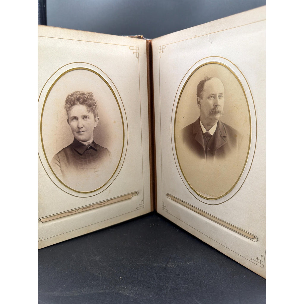 Victorian Photo Album 38 Cabinet Cards 1911 Receipts Antique Family Archive