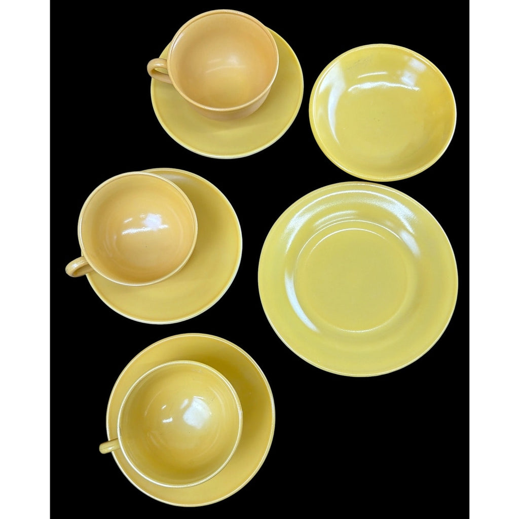 Hazel Atlas Moderntone Peach Platonite Cups Saucers Dishes 8 Pc Set – additional view 2