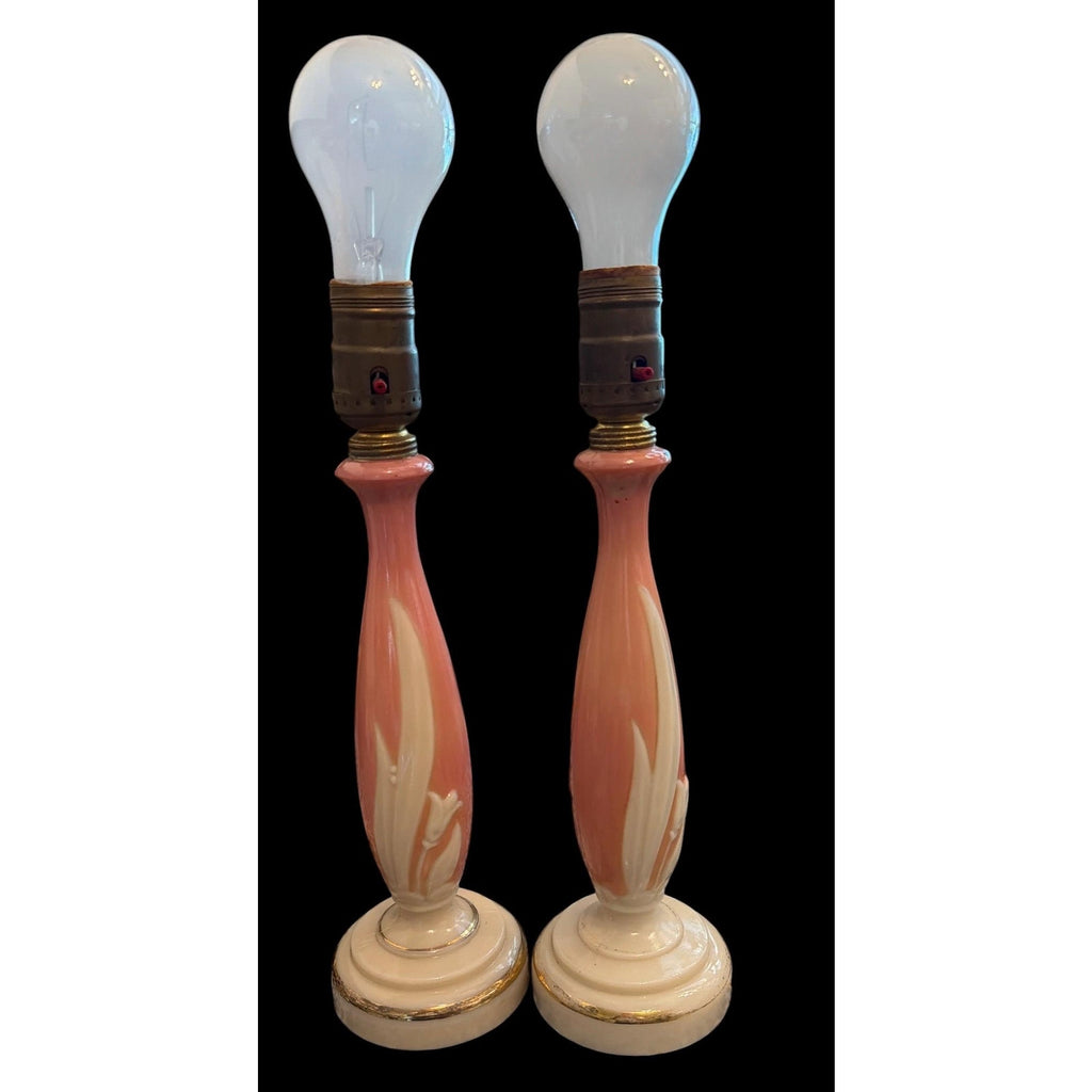 Vintage Aladdin G-41 Pink Alacite Boudoir Lamps Pair Romantic Cottage