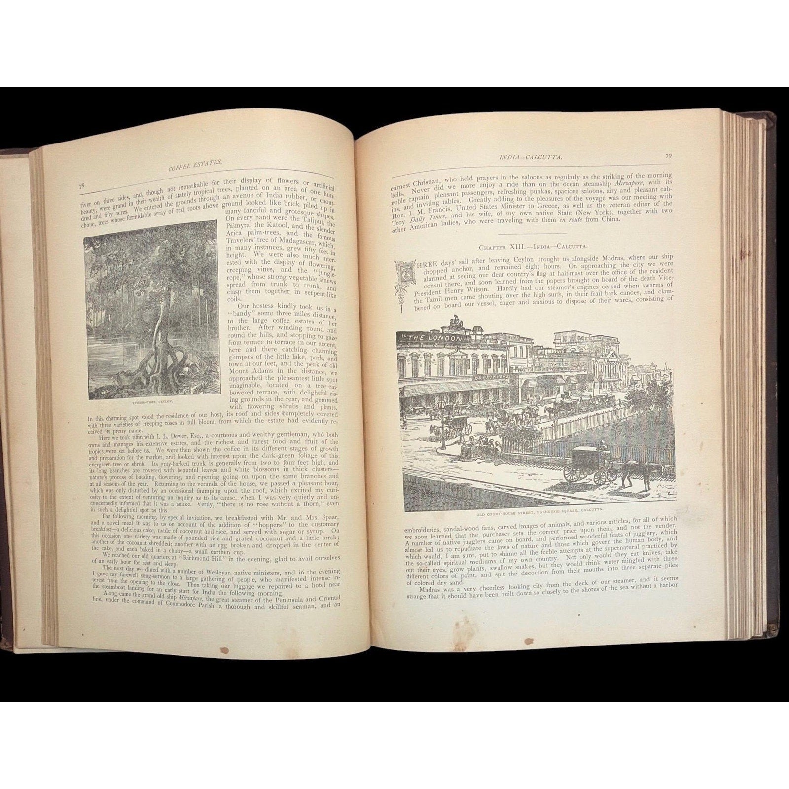 Antique 1887 Around the World with Philip Phillips Illustrated Travel Book Victorian Decorative Book