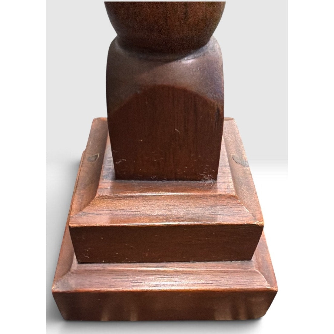 Vintage Hardwood Candlestick Holders Pair Dark Walnut Finish Brass Cups 6.5 Inch – additional view 5