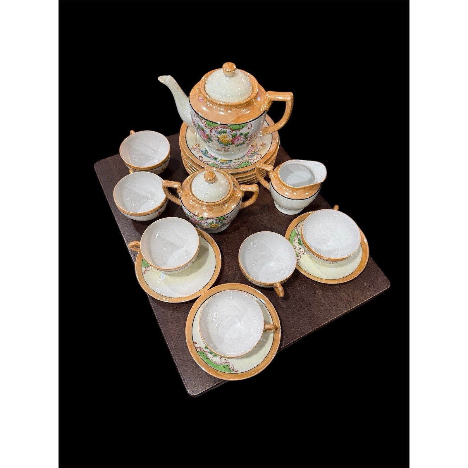 Vintage Made in Japan Porcelain Tea Set 17 Pc Floral Tea Service