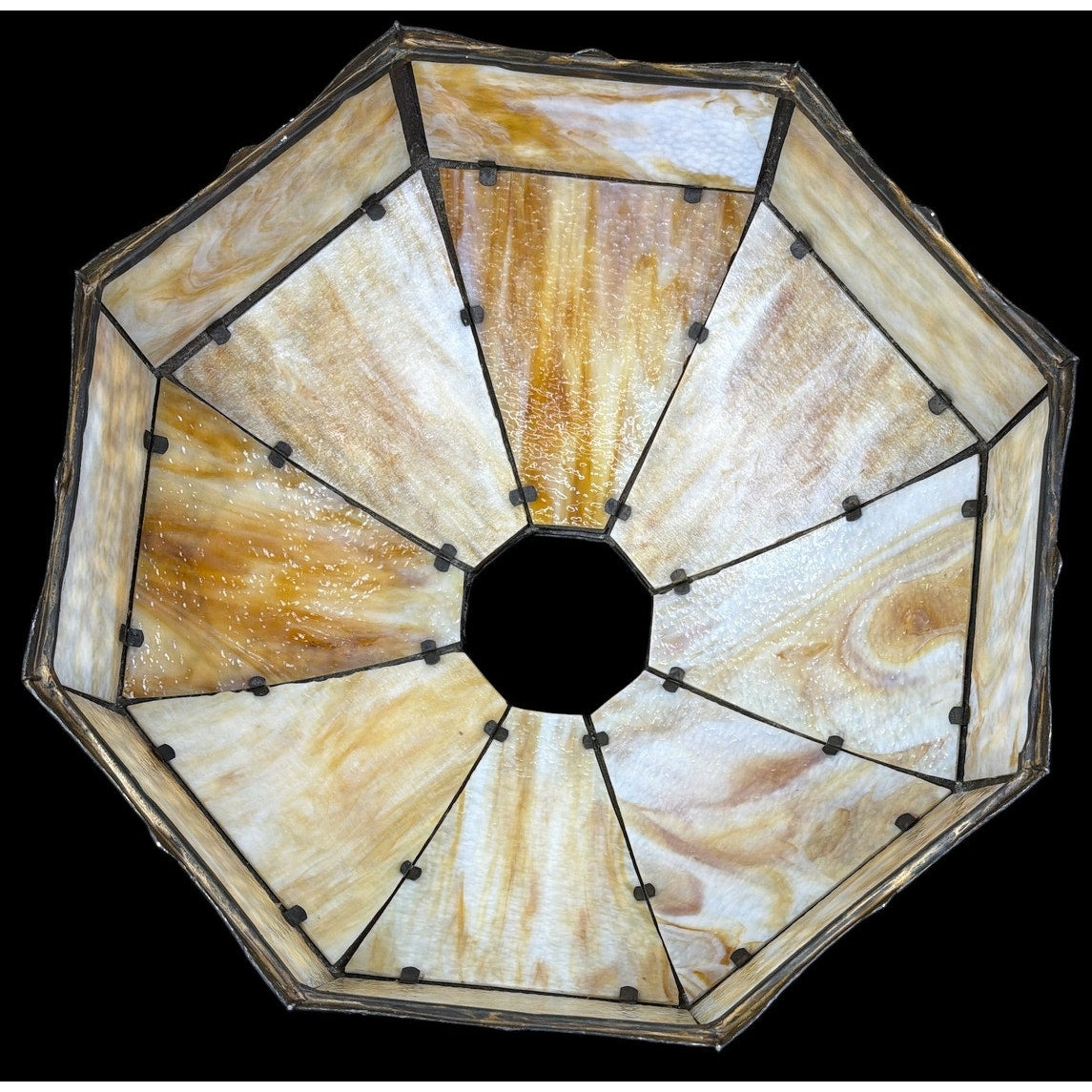 Monumental 23" American Art Nouveau Slag Glass Chandelier Shade c.1908-1920