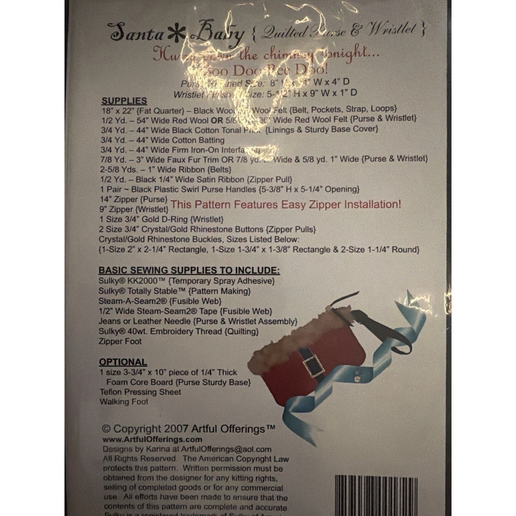 Santa Baby Quilted Purse Wristlet Pattern Artful Offerings Christmas