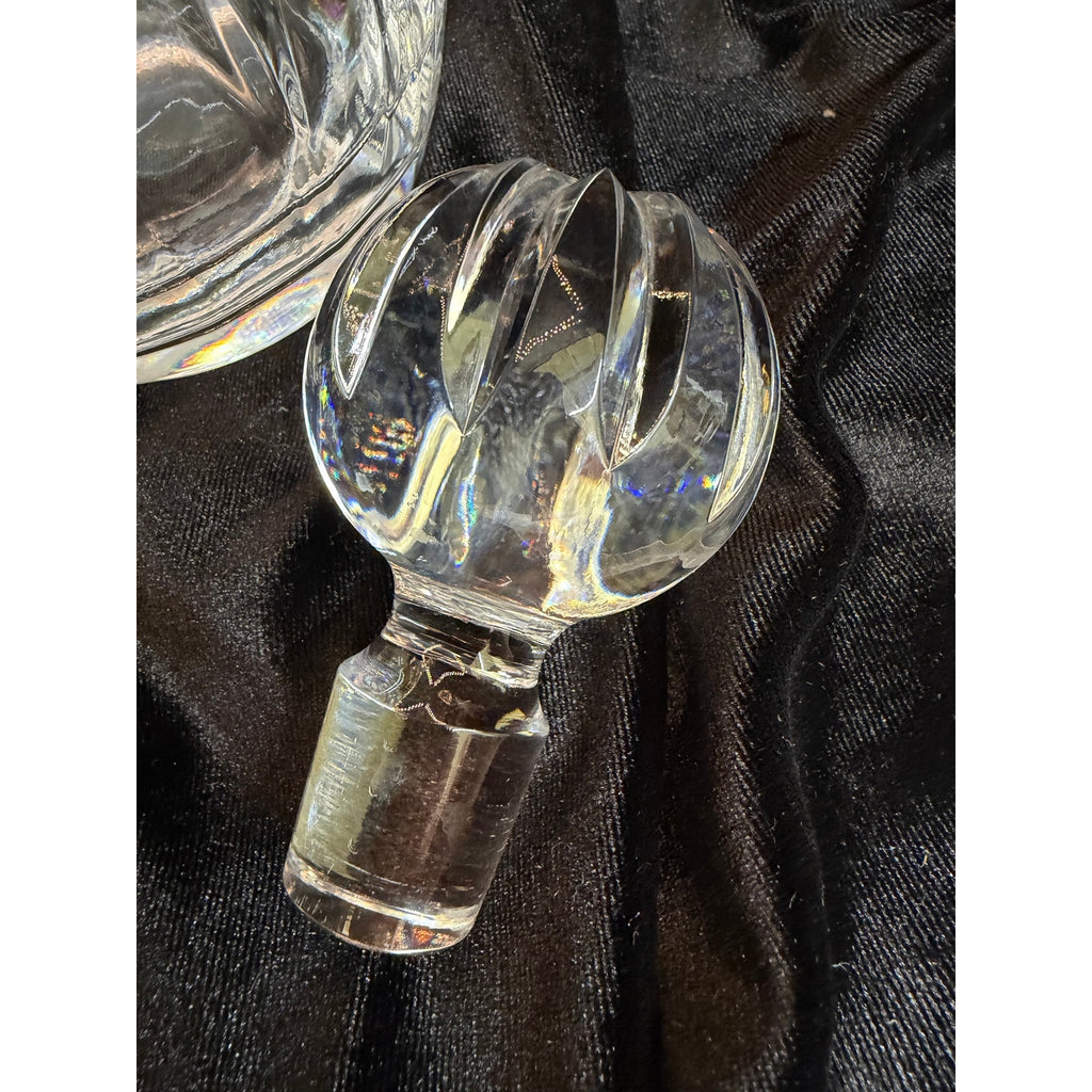 Vintage Heavy Crystal Decanter Optic Ribbed Glass Whiskey Barware 13”