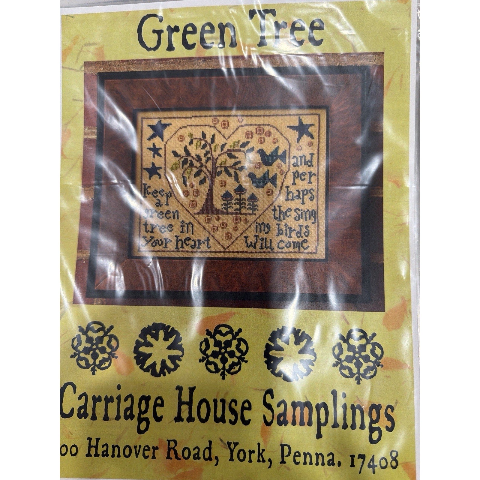 Carriage House Samplings Green Tree Cross Stitch Pattern Sampler Chart