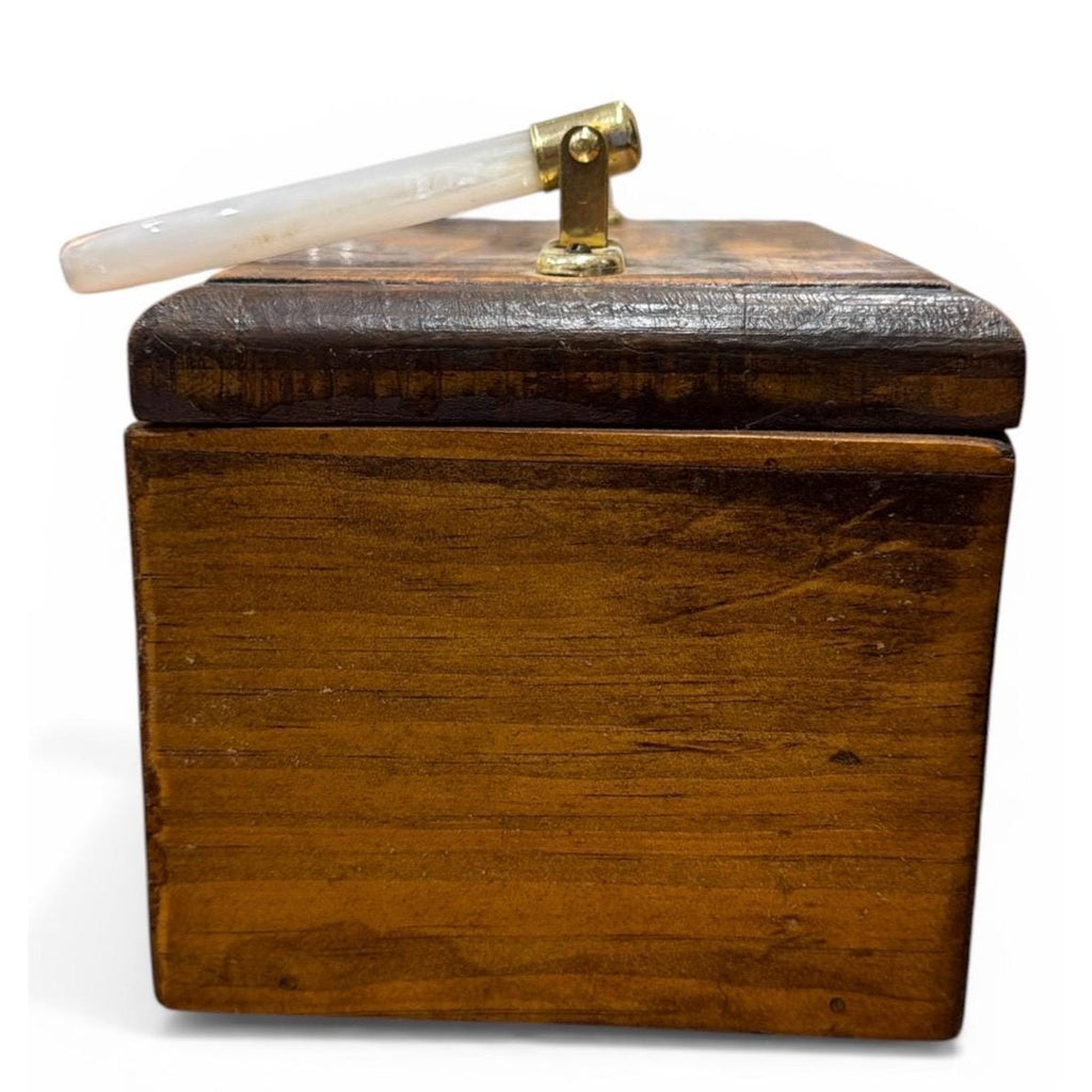 Vintage Wooden Box Purse with Pearl Lucite Handle – Mid Century Style Bag