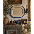 Antique Leeds-Type Blue Feather Edge Platter 15.5" English Creamware 1800-1840