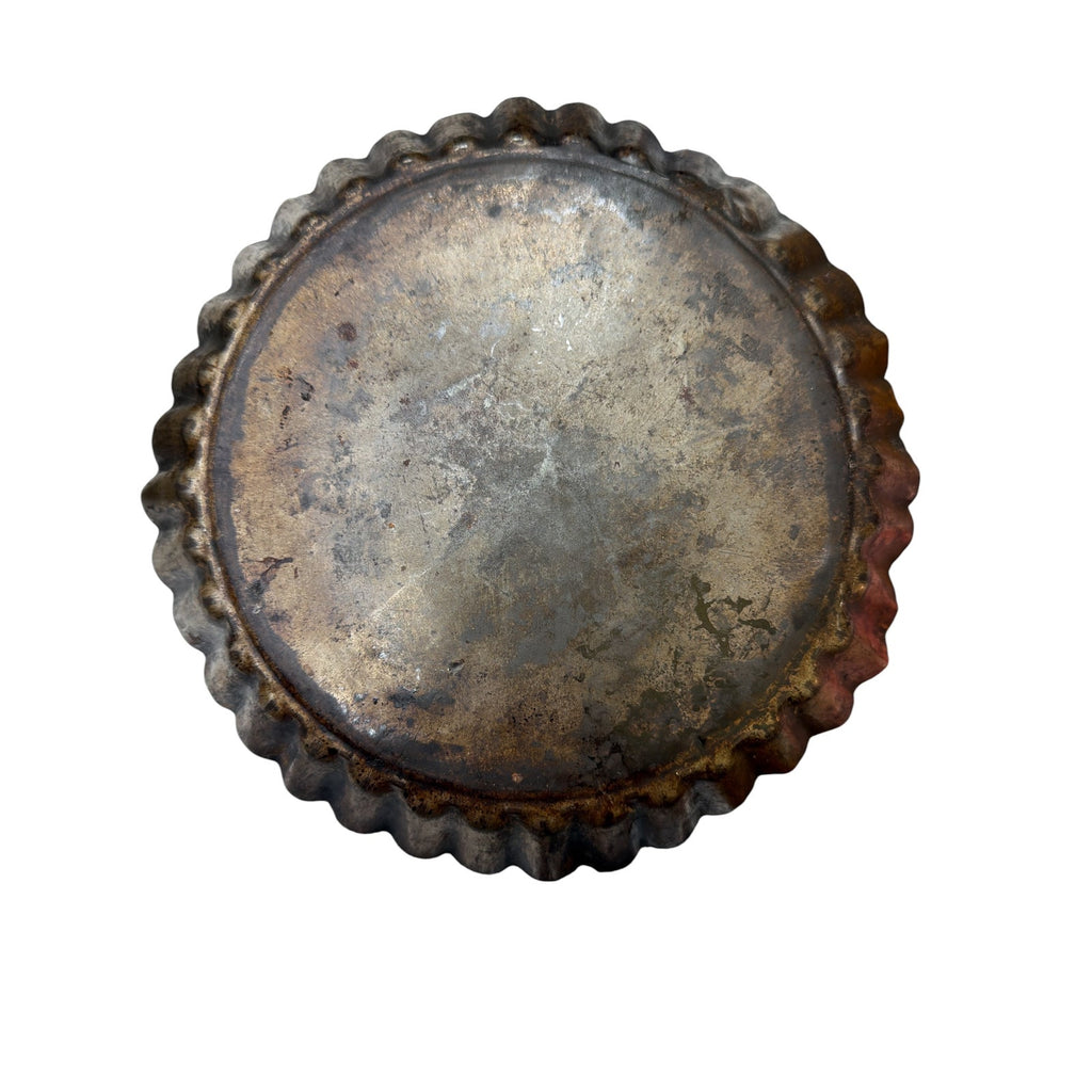 Vintage Fluted Tin Pie Pans Set of 6 Primitive Tart Molds 8.5 Inch