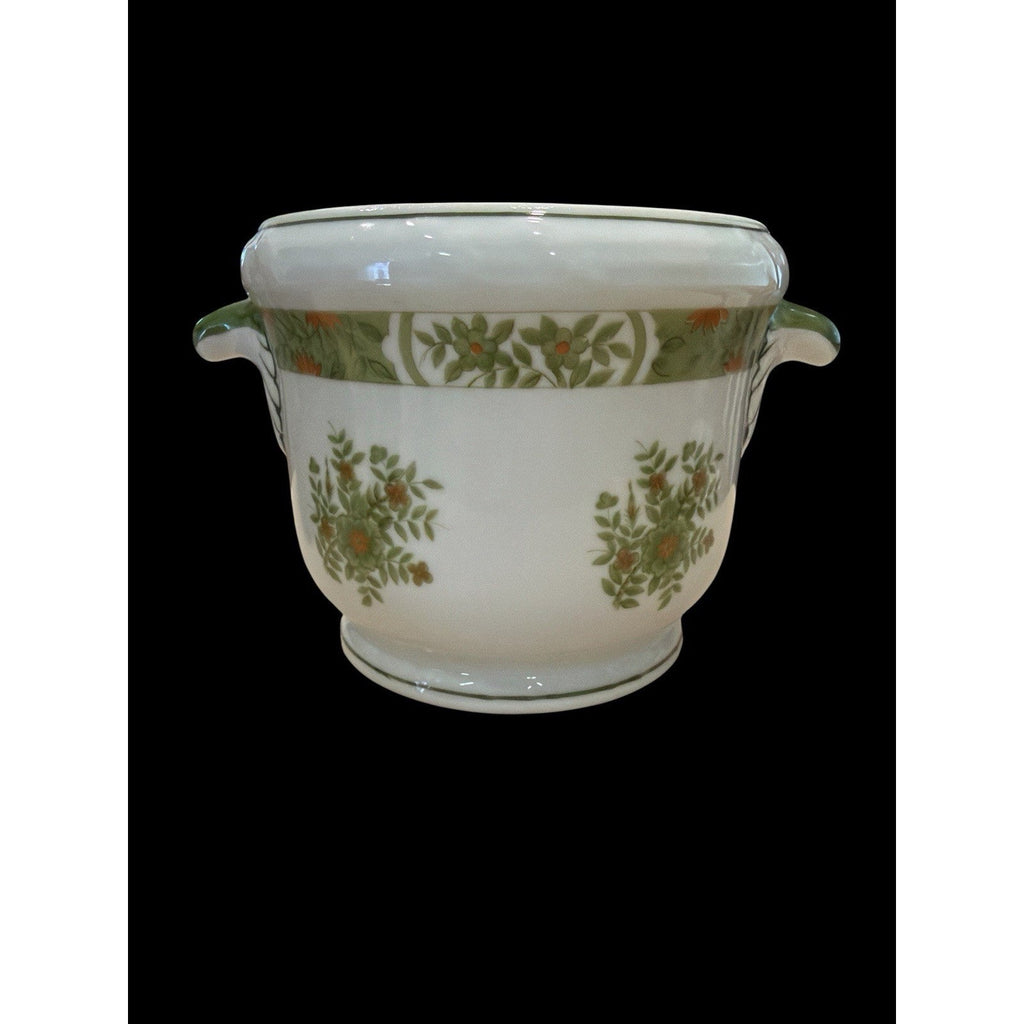 Vintage Schmid Design Folio Porcelain Jardiniere Floral Handled Planter Japan