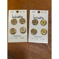 Vintage Gold Tone 2 Hole Buttons Set 8 La Petite 5/8” Ornate Sewing