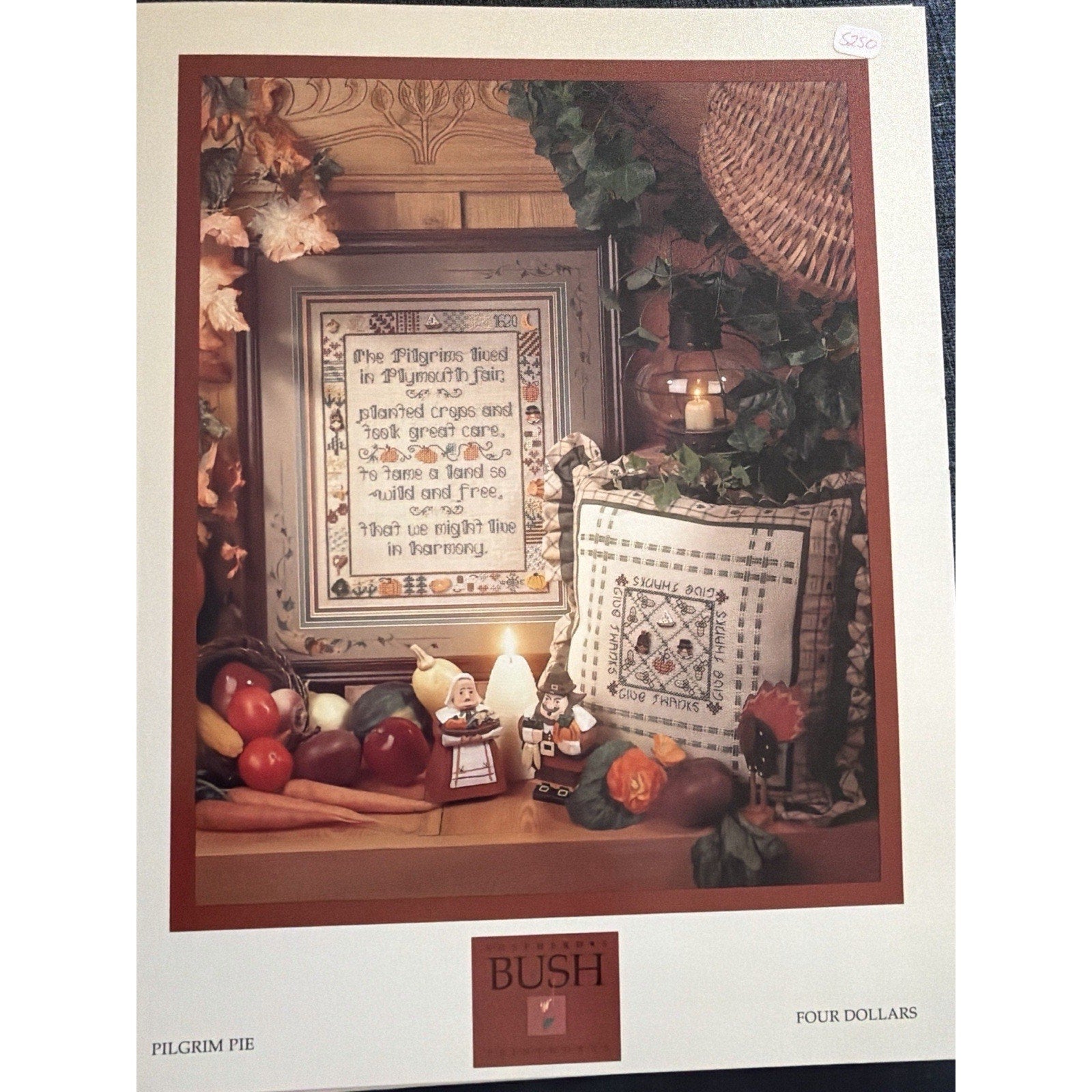 Pilgrim Pie Cross Stitch Pattern Theresa Bush Thanksgiving Sampler