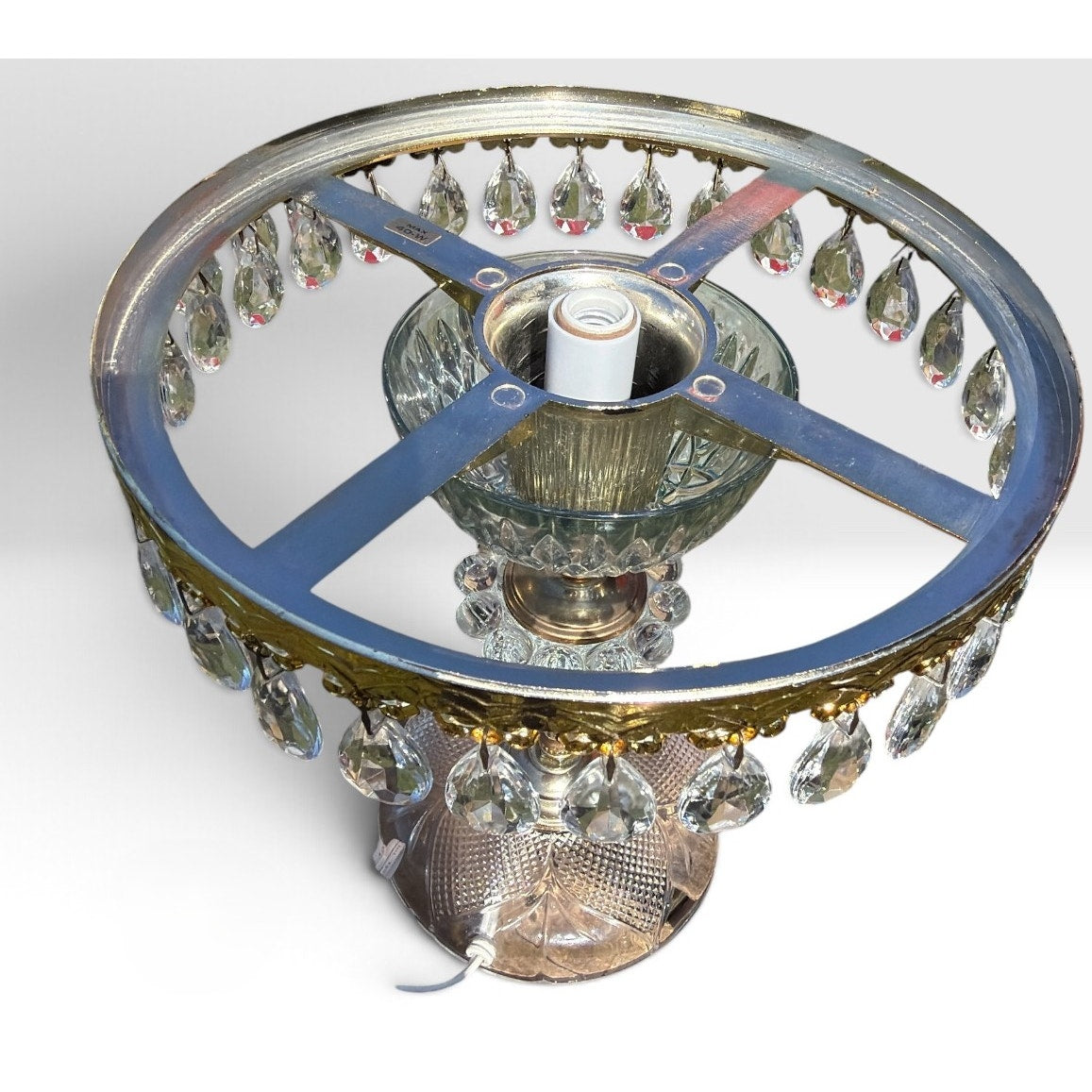 Pair Vintage Michelotti Aqua Glass Boudoir Lamps Made in Holland 16" – additional view 13