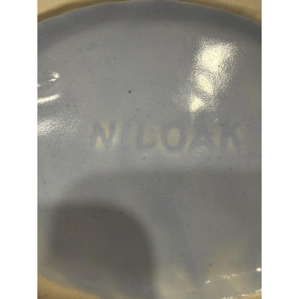 Vintage NILOC Swan Planter Periwinkle Blue Pottery Art Deco Vase 8 Inch