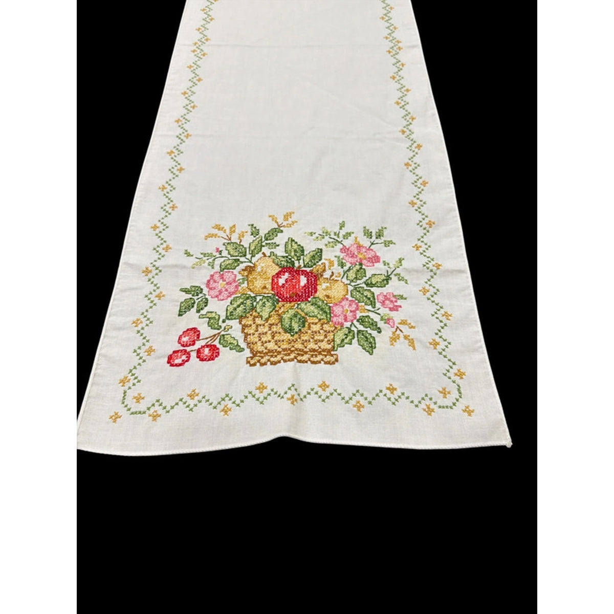 Hand made Cross Stitch table runner 42.5” x 13” – additional view 3