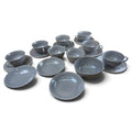Hazel Atlas Ovide Gray Platonite 18 Piece Coffee & Dessert Set Vintage – main view