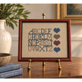 Vintage Cross Stitch Alphabet Sampler Framed Needlework Folk Art Hearts 8x10 – main view