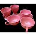 Hazel Atlas Moderntone Salmon Pink Platonite Cups Sugar Creamer Set – main view