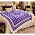 Handmade purple lavender and cream granny stitch crochet afghan