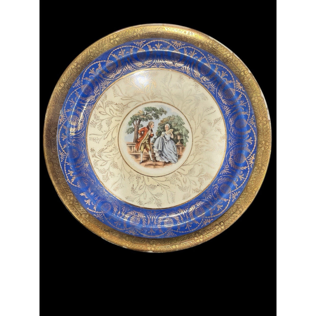 Vintage TST Bromley Salad Plates Set of 7 Cobalt Blue 22K Gold Taylor Smith
