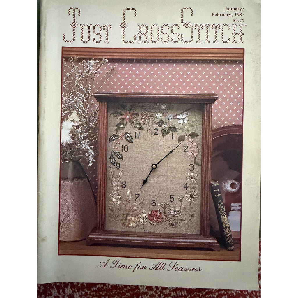 Just CrossStitch Jan Feb 1987 Vintage Clock Samplers NOS