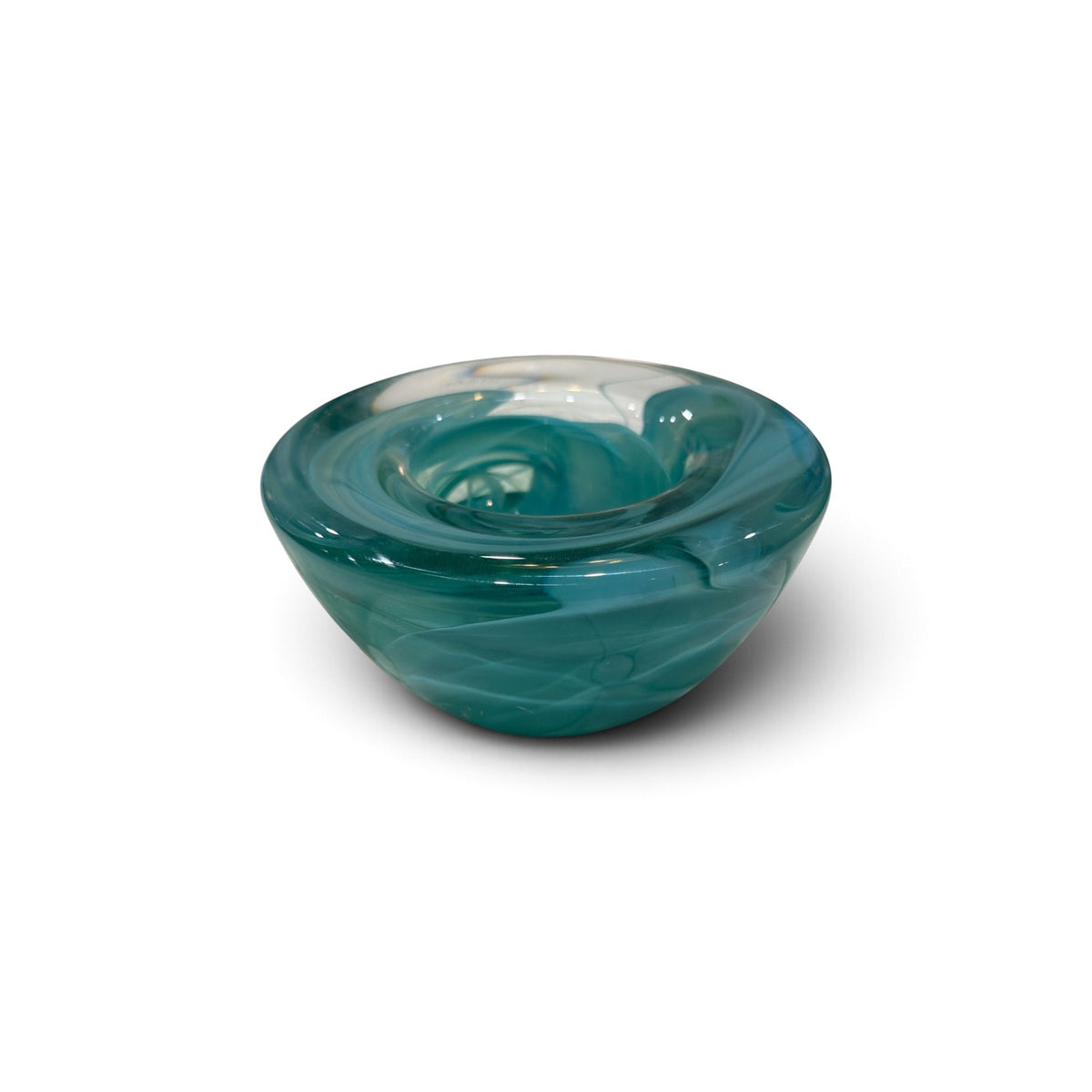 Kosta Boda Sweden Turquoise Art Glass Bowl Scandinavian Modern 4.5"