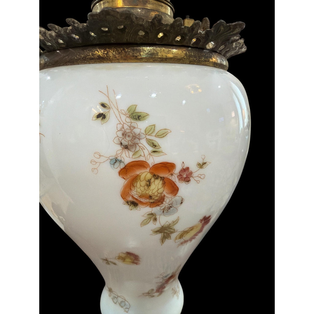Antique Gone With The Wind Lamp, Hand Painted Roses