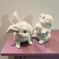 Vintage Ceramic Bunny Figurine Pair – Philippines – White Rabbits – circa 1970