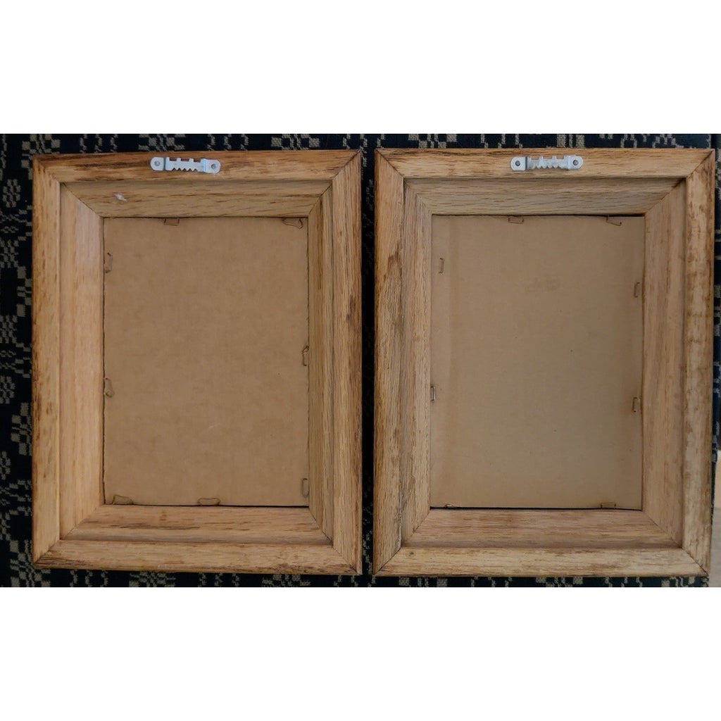 Vintage Coastal Harbor Prints Pair Heavy Solid Oak Frames Double Matted 10x8 – additional view 8