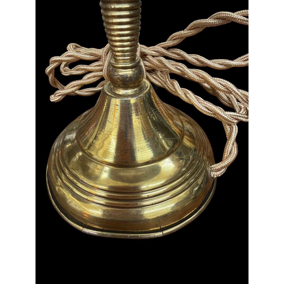 Pair Vintage Brass Bubble Glass Boudoir Lamps Rewired New Burgundy Shades – additional view 9