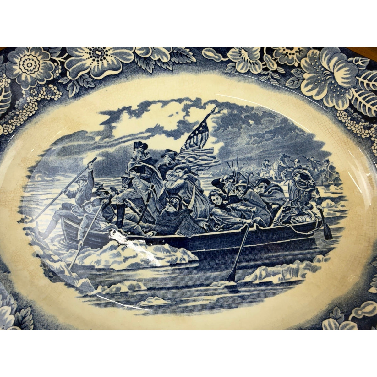 Liberty Blue Ironstone Platter Washington Crossing Delaware 14" Staffordshire – additional view 8