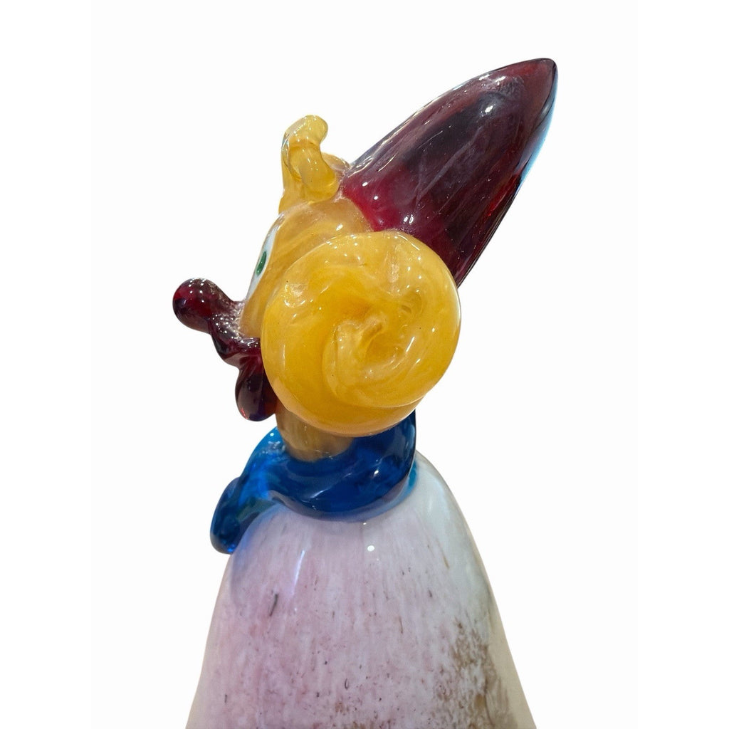 Vintage Italian Art Glass Clown Figurine Pink Blue Original Serouya Label 9.5"