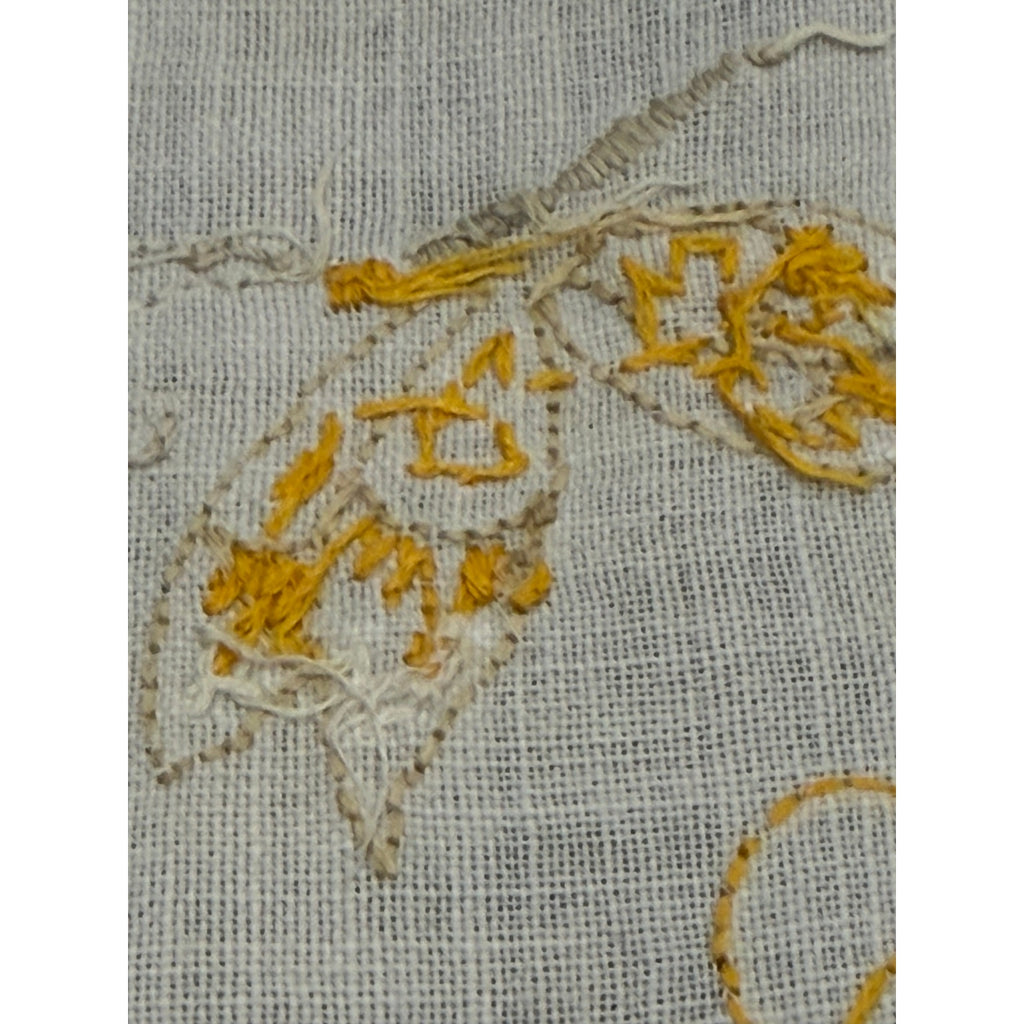 1940s Hand Embroidered Linen Centerpiece Flower Basket Butterflies Lace – additional view 10
