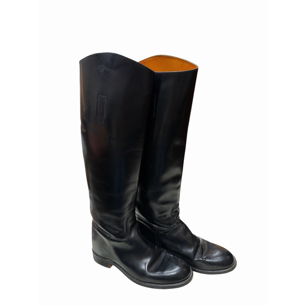 Vintage 1970s Womens Black Leather Riding Boots 9.5 C Tall Equestrian
