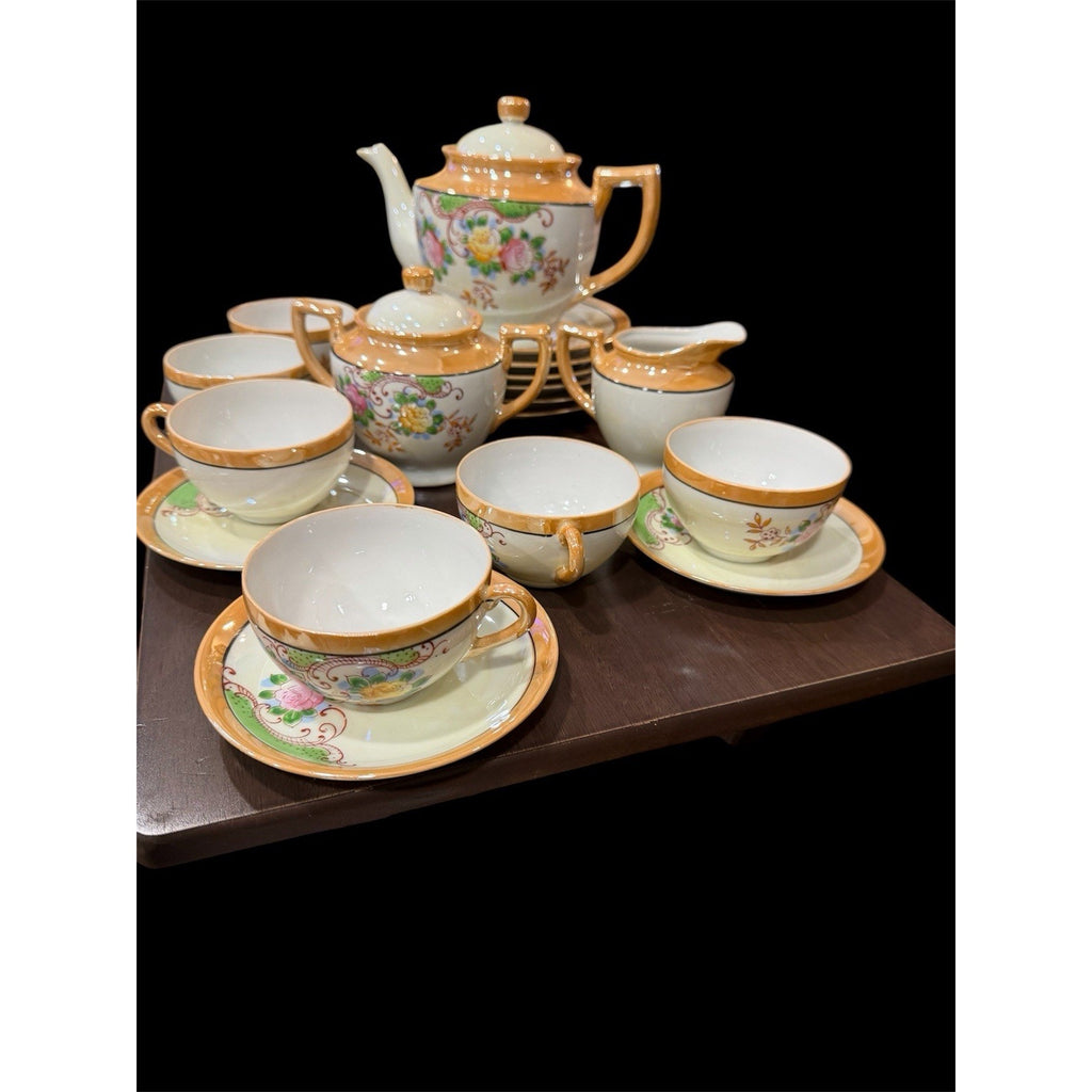 Vintage Made in Japan Porcelain Tea Set 17 Pc Floral Tea Service