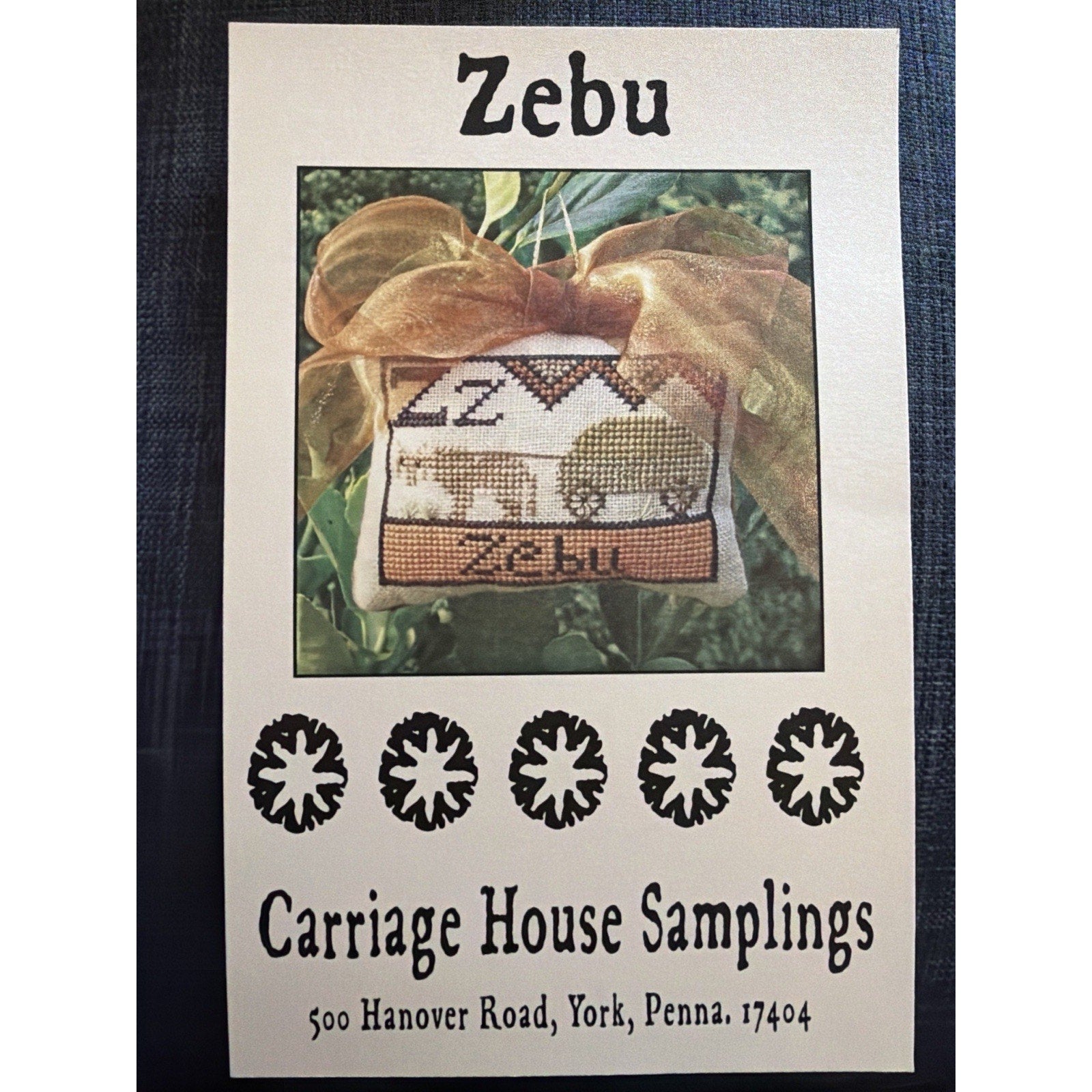 Carriage House Samplings Zebu Cross Stitch Pattern Ornament Zz