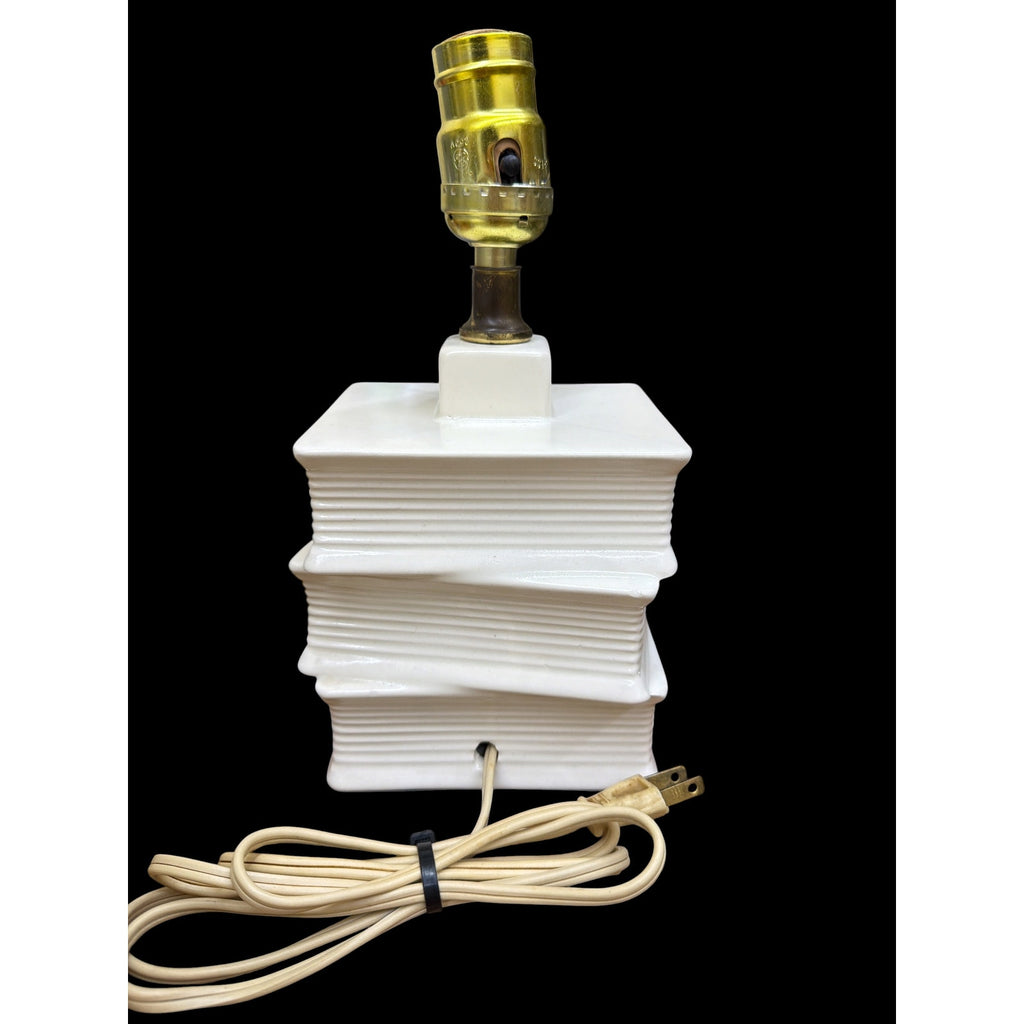 Vintage Book Lamps Set of 3 Ceramic Stacked Books Fleur de Lis Table Lamps – additional view 8