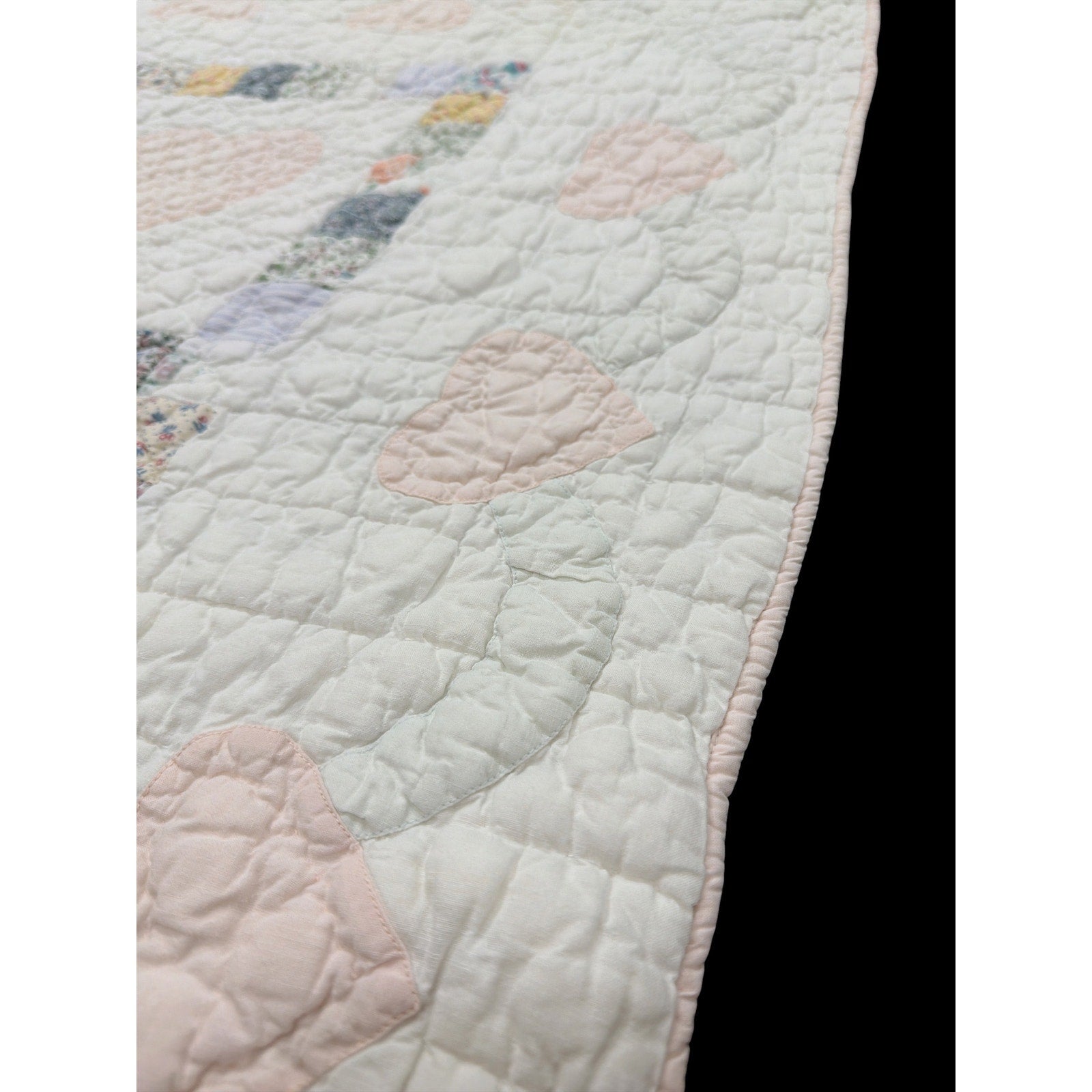 Vintage Hand Quilted Baby Quilt Handmade Nursery Wall Hanging