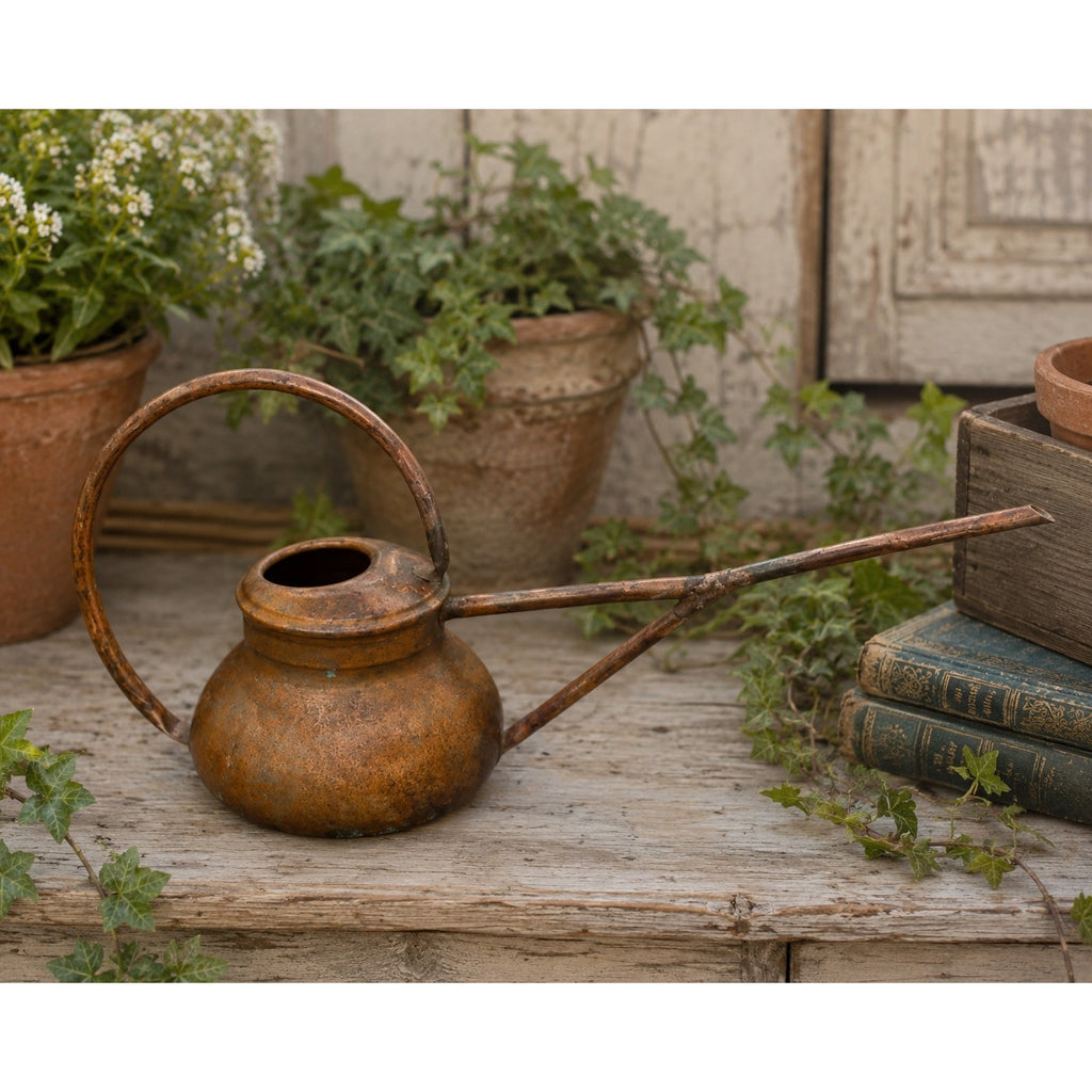 Handmade Antique Copper Watering Can, Primitive Garden Watering Can