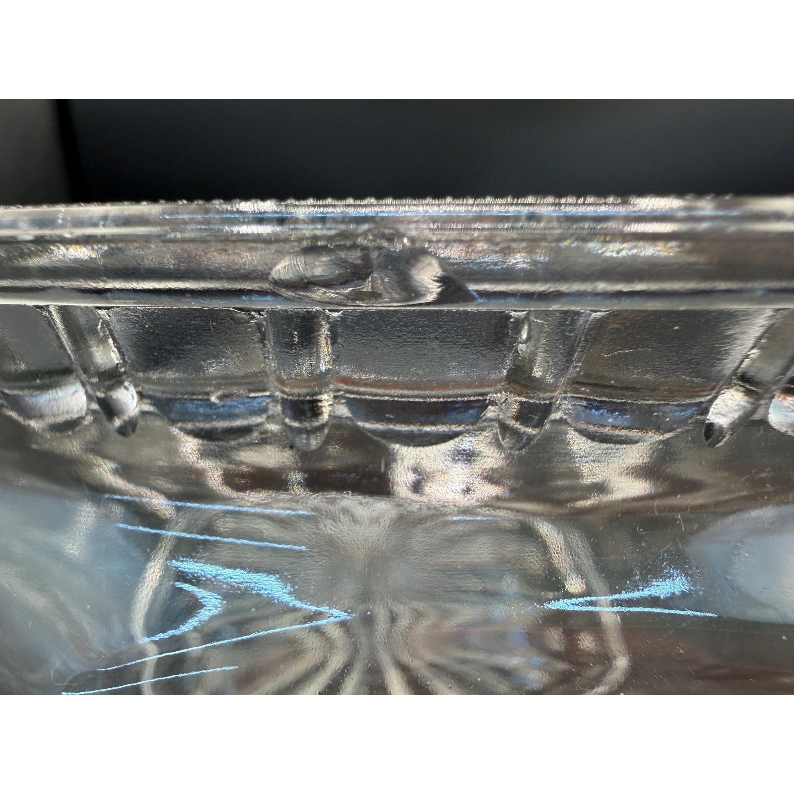 Vintage Pressed Glass Covered Candy Dish Cherry Pattern Lid Bowl 8”