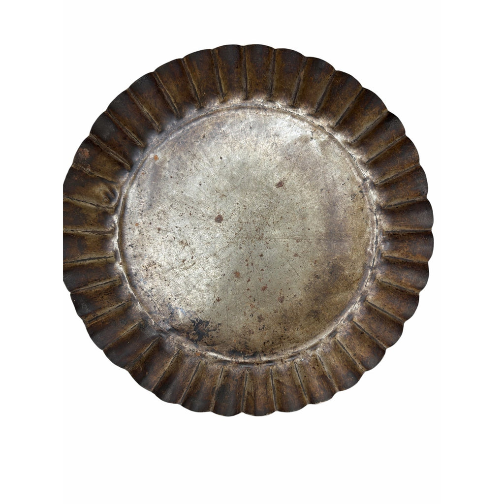 Vintage Fluted Tin Pie Pans Set of 6 Primitive Tart Molds 8.5 Inch