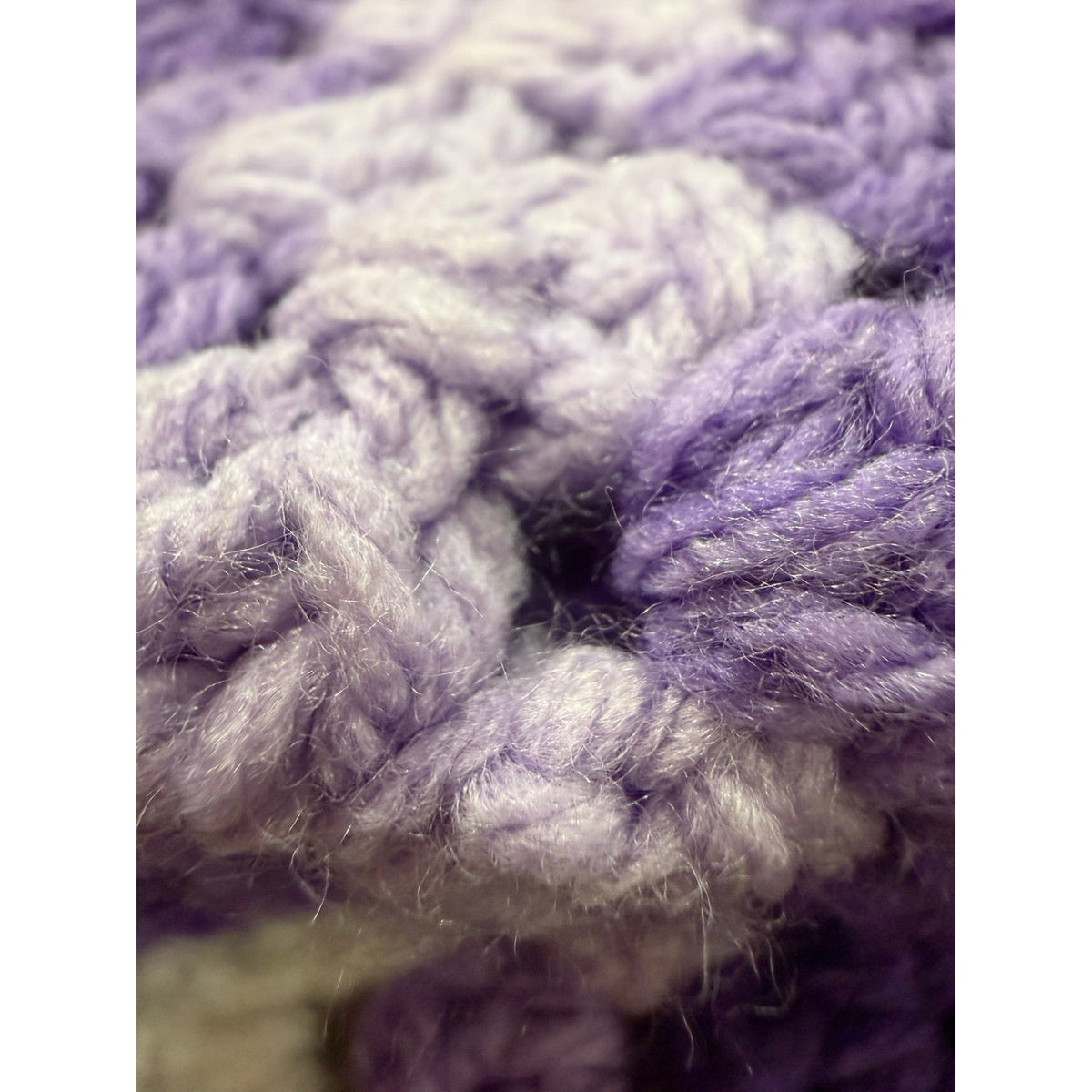 Handmade Crochet Afghan Purple Lavender Cream Granny Stitch Blanket 60" Square