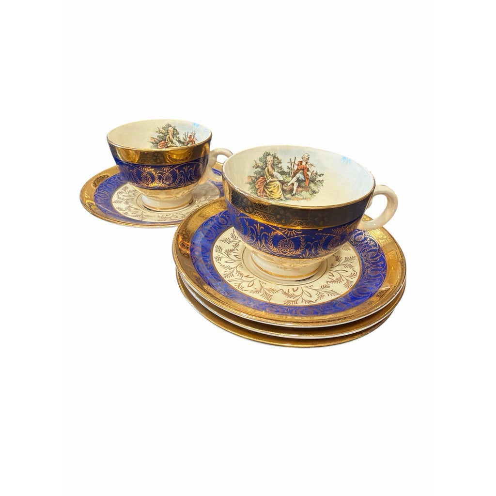 Vintage Bromley Teacups & Saucers Lot 22K Gold Taylor Smith AS IS