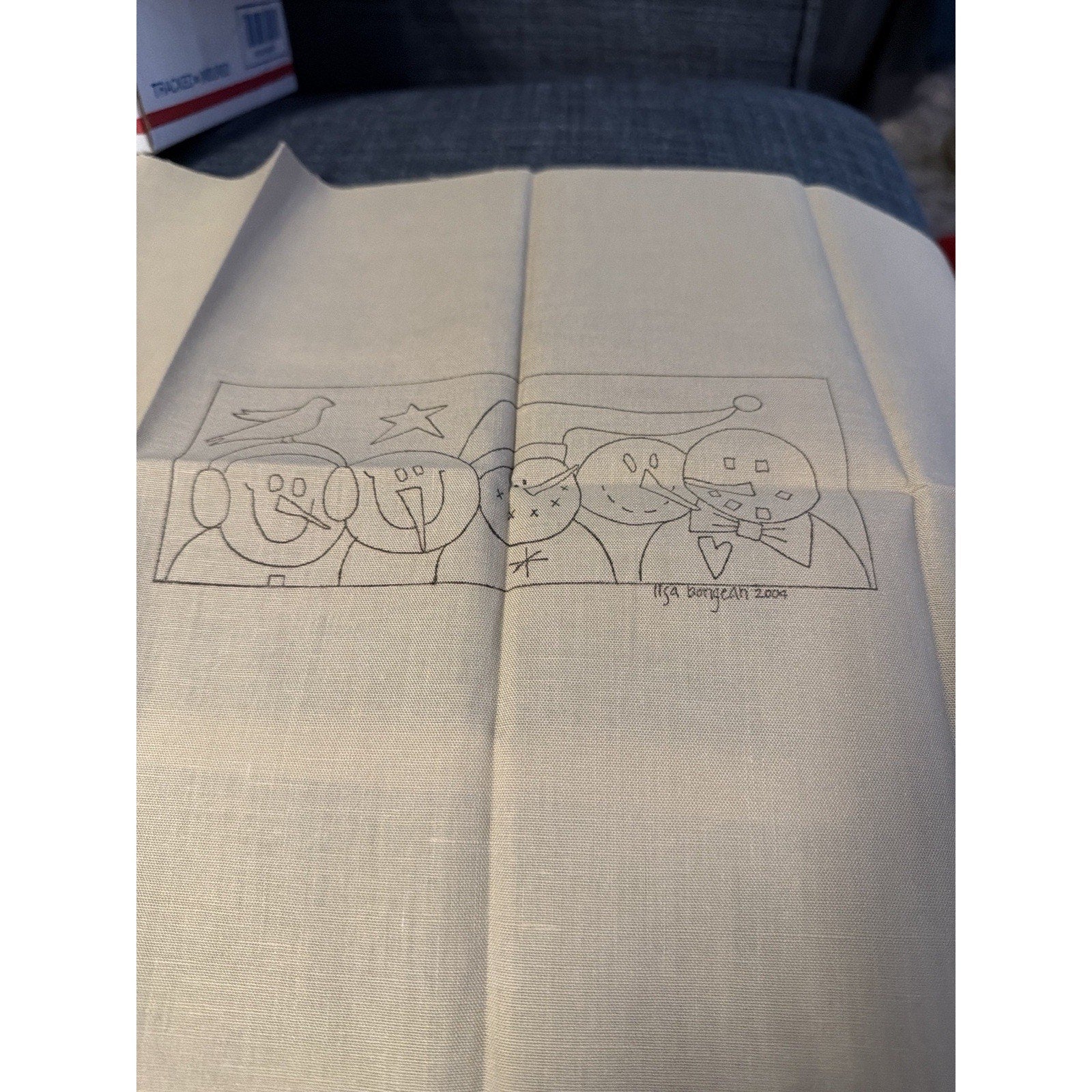 Primitive Gatherings We Are Family Punch Needle Pattern Snowmen Winter Design