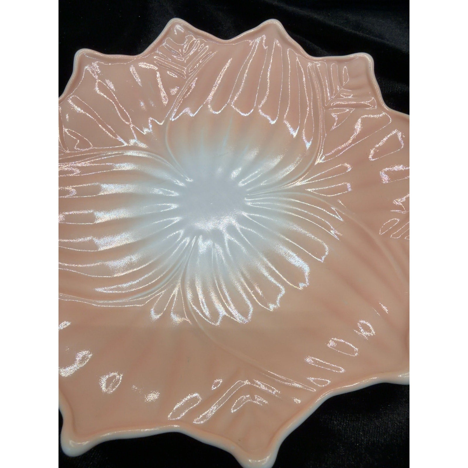 Vintage Pink Luster Porcelain Floral Vanity Plate Soap Dish 8 Inch
