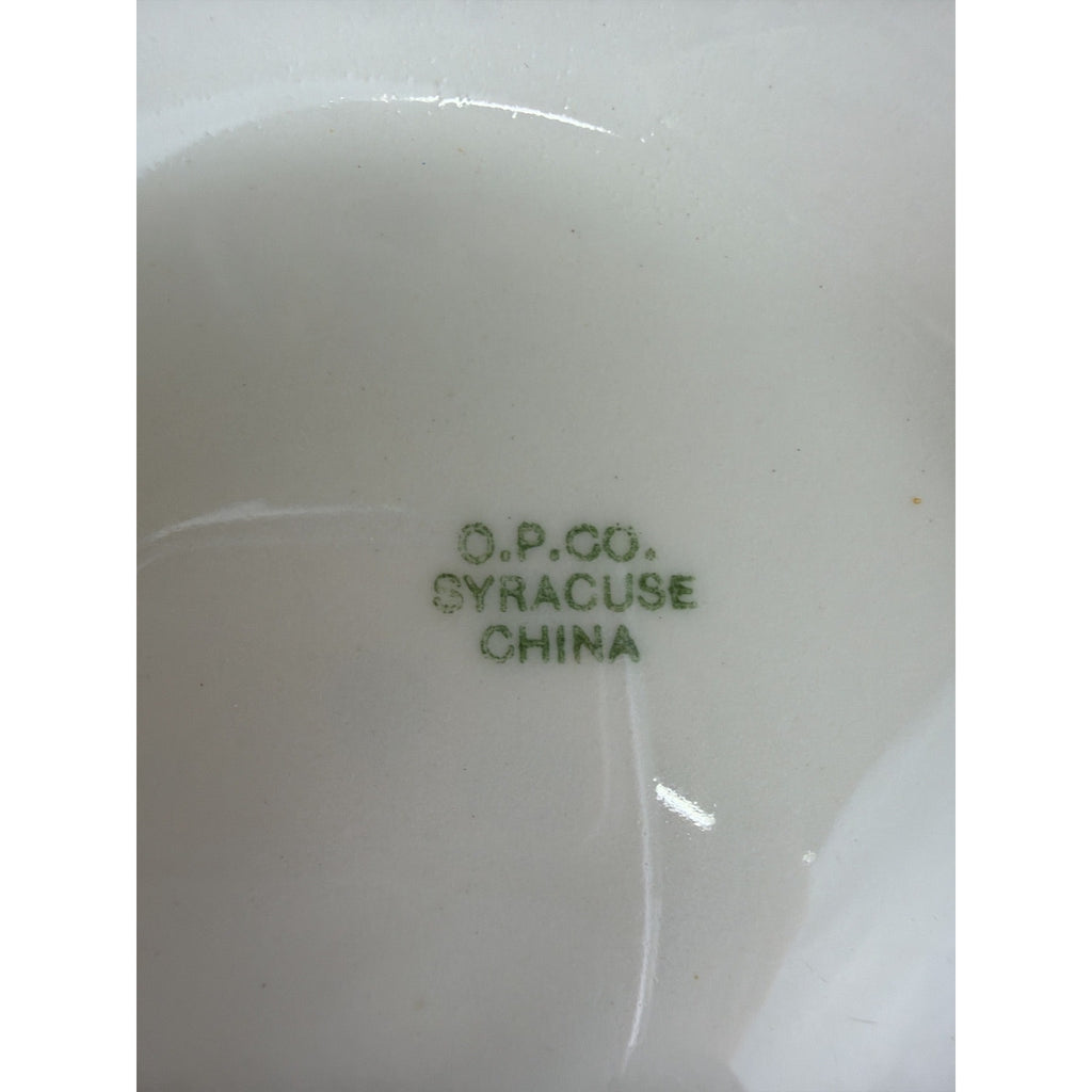 Antique O.P. Co. Syracuse China Ironstone Serving Bowl Chippy White Farmhouse